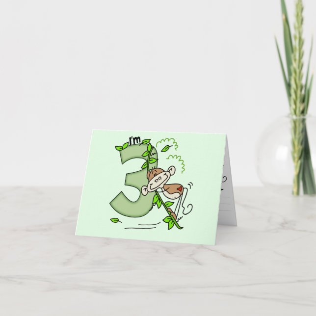 Stick Monkey Swing 3rd Birthday Fill-in Invitation (Front)