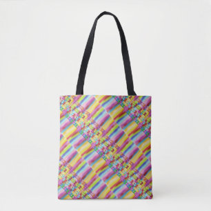 Stick of rock rainbow colours tote bag