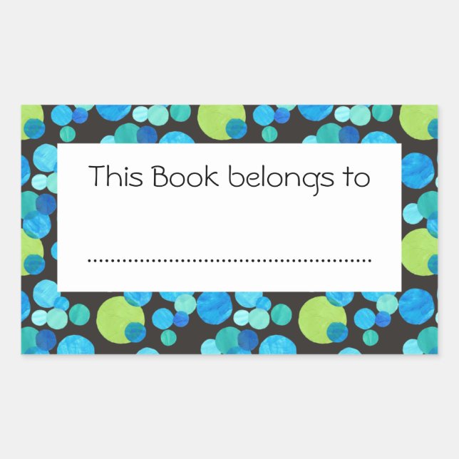 Stick-on Bookplates to Customize: Bold Blue Moons Sticker (Front)