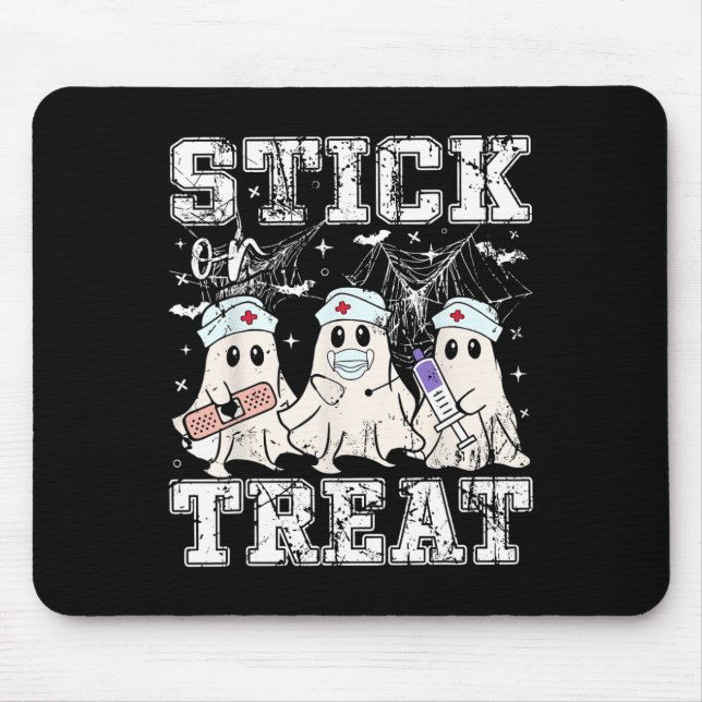 Stick Or Treat Ghost Phlebotomy Tech Nurse Hallowe Mouse Pad (Front)