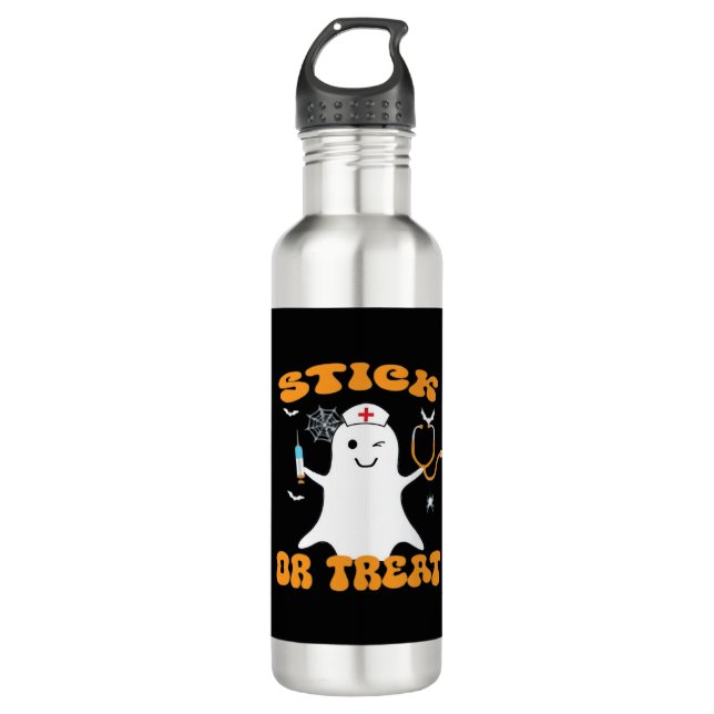 Stick or Treat Nurse Funny Halloween Costume Essen 710 Ml Water Bottle (Front)