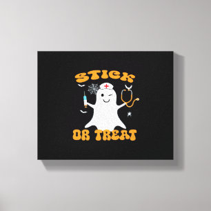 Stick or Treat Nurse Funny Halloween Costume Essen Canvas Print