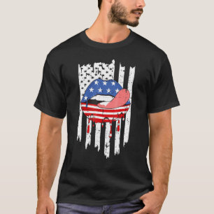 Stick Out Tongue American Flag Patriotic 4th Of Ju T-Shirt