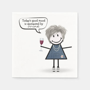 Stick Party Girl in Sneakers with Wine Napkin