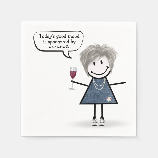 Stick Party Girl in Sneakers with Wine Napkin (Front)