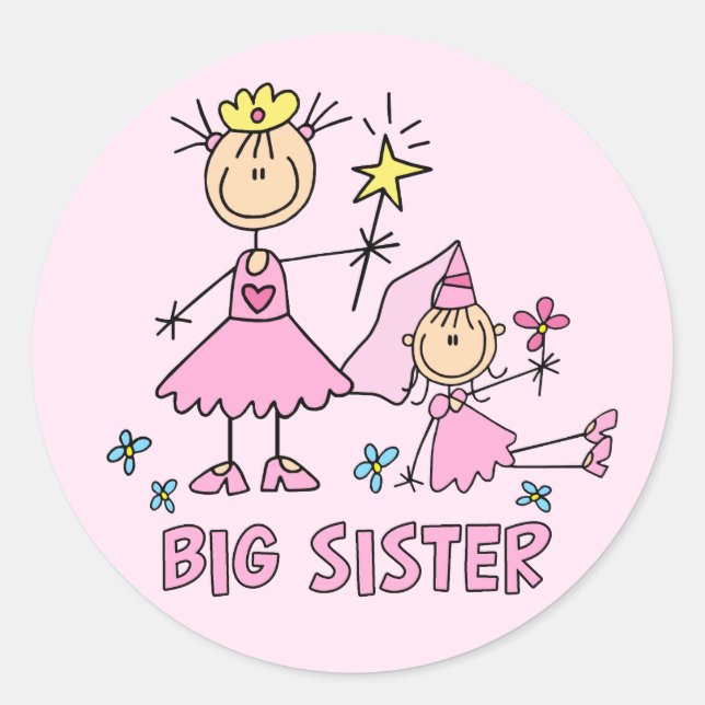 Stick Princess Duo Big Sister Classic Round Sticker (Front)