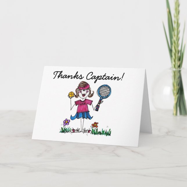 Stick Tennis Girl Thank You Card (Front)