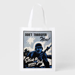 Stick to the Job! American Warriors on Battlefield Reusable Grocery Bag