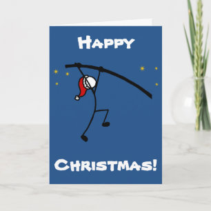 Stick-With-Sport Christmas Santa Pole Vault Custom Holiday Card