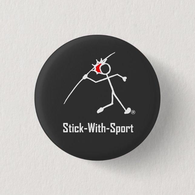Stick With Sport Javelin Stickman Red Dark 1 Inch Round Button (Front)