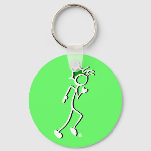 Stick-With-Sport Runner Stickman Green tones Keychain