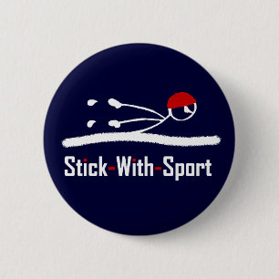 Stick With Sport Swimmer Red Navy 2 Inch Round Button