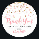 Sticker<br><div class="desc">Blush Pink Gold Glitter Sparkle Confetti Birthday Favour Sticker</div>