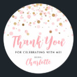 Sticker<br><div class="desc">Blush Pink Gold Glitter Sparkle Confetti Birthday Favour Sticker</div>