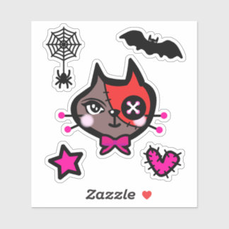 Sticker キュートな赤茶ねこ 蜘蛛 Cute red brown cat. シール