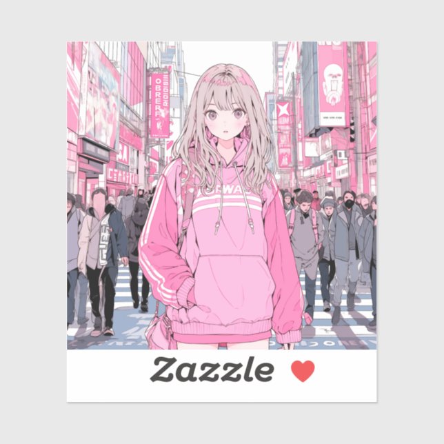 Sticker シール Seal｜Pretty Pink 寿司娘 GenerativeAI (Feuille)