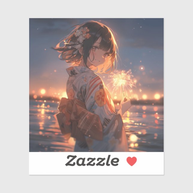 Sticker 手持ち花火/Hand held fireworks | 東京娘 GenerartiveAI シール (Feuille)