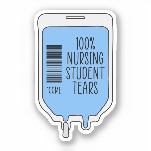 Sticker 100% Soins infirmiers Larmes des étudiants (Devant)