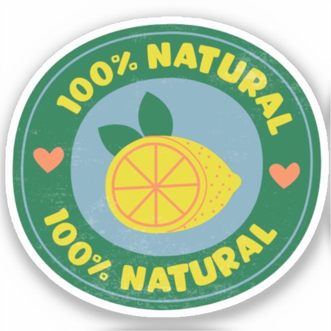 Sticker 100% Symbole citron naturel Bouton (Recto)