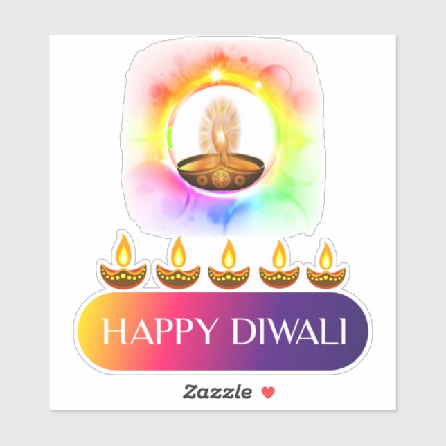 Sticker #10.Heureux Diwali, la fête des lumières de l'Inde (Feuille)