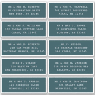 Sticker 10 Nom de l'invité individuel Adresse Mariage de l