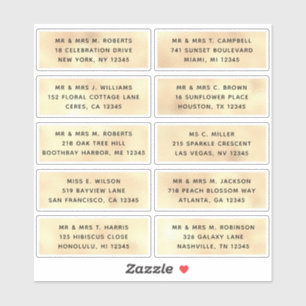 Sticker 10 Nom de l'invité individuel Adresse Mariage de l