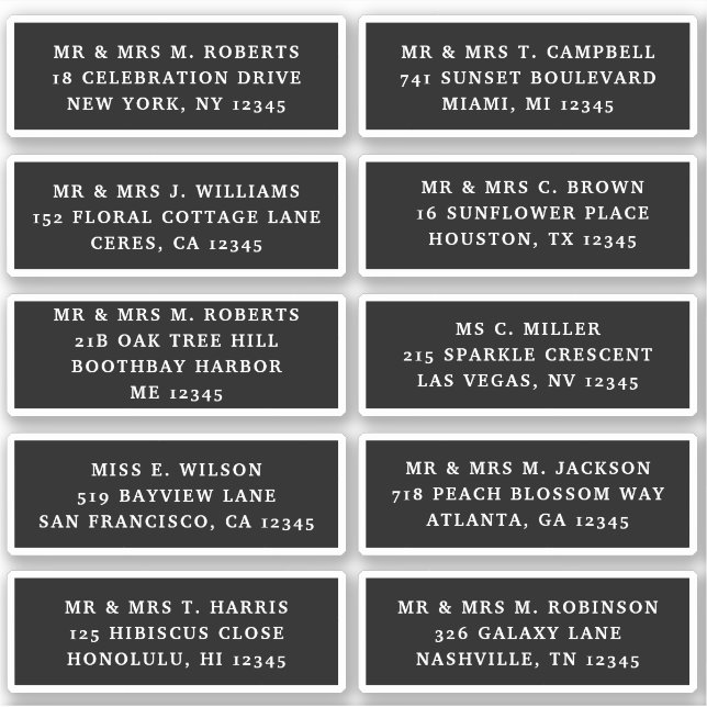 Sticker 10 Nom de l'invité individuel Adresse Mariage de l (Devant)