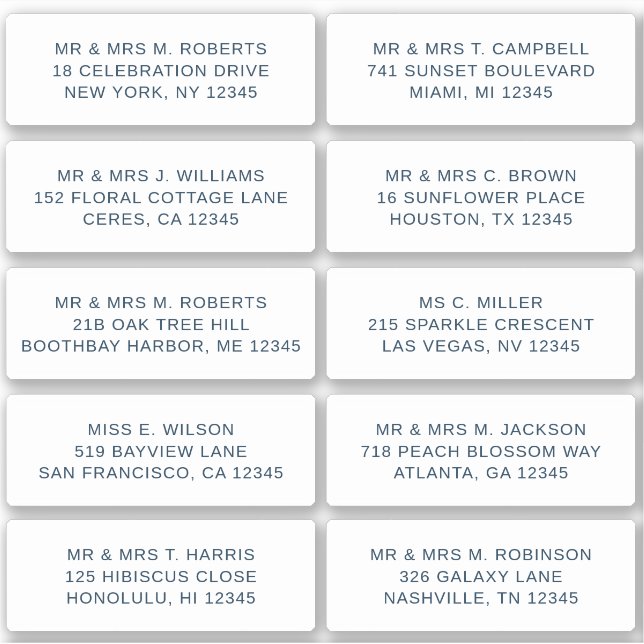 Sticker 10 Nom de l'invité individuel Adresse Mariage de l (Devant)