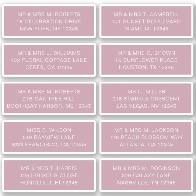 Sticker 10 Nom de l'invité individuel Adresse Mariage de l (Devant)