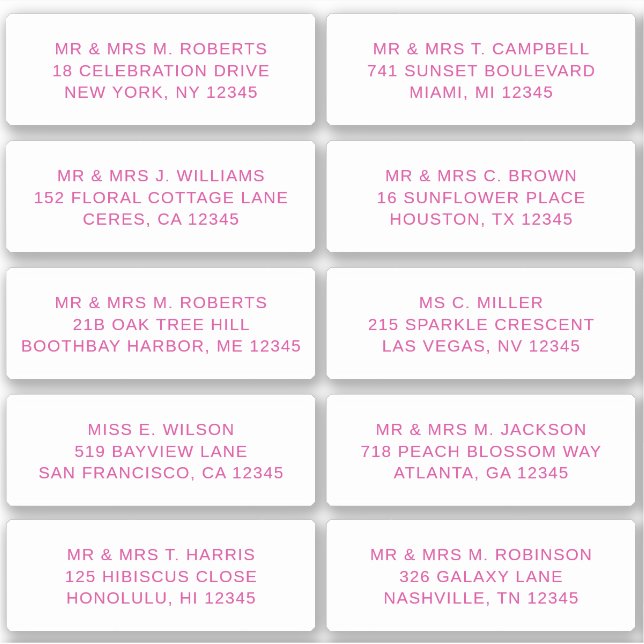 Sticker 10 Nom de l'invité individuel Adresse Mariage de l (Devant)