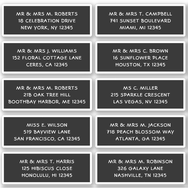 Sticker 10 Nom de l'invité individuel Adresse Mariage de l (Devant)