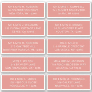 Sticker 10 Nom de l'invité individuel Adresse Mariage de l