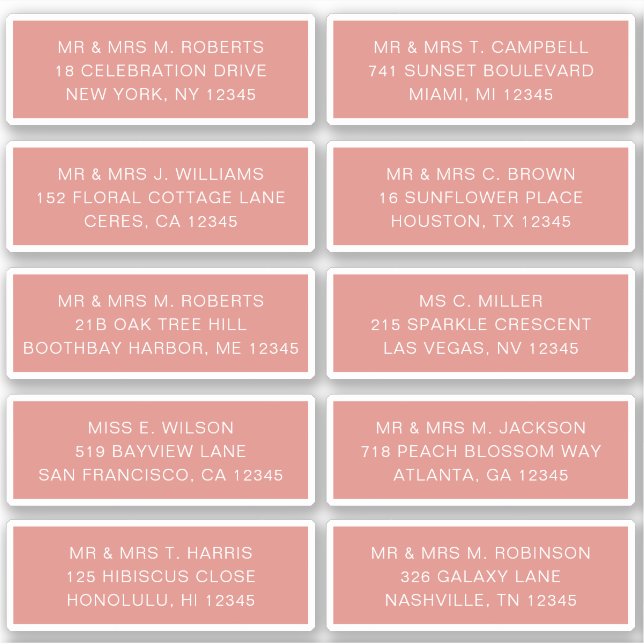 Sticker 10 Nom de l'invité individuel Adresse Mariage de l (Devant)