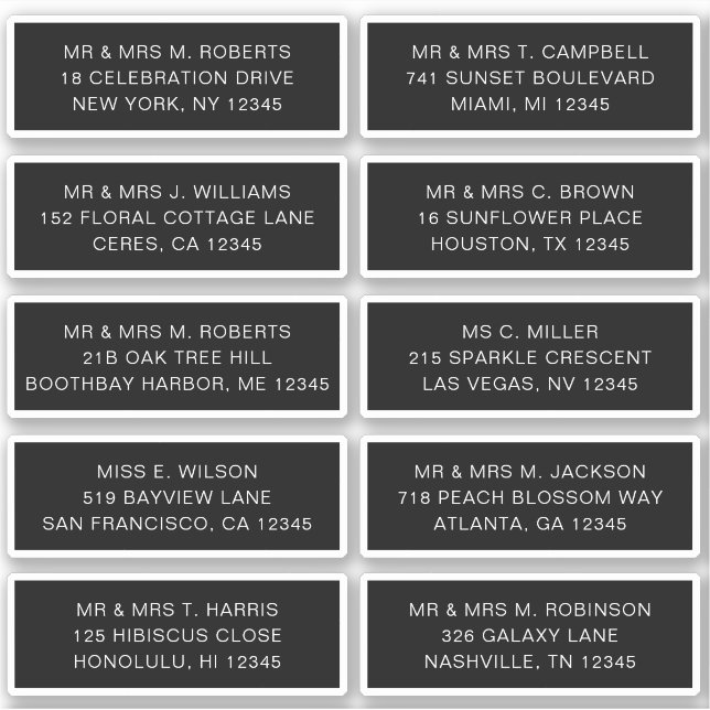 Sticker 10 Nom de l'invité individuel Adresse Mariage de l (Devant)
