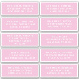 Sticker 10 Nom de l'invité individuel Adresse Mariage de l