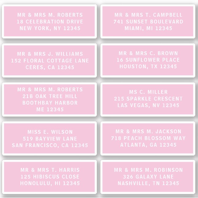 Sticker 10 Nom de l'invité individuel Adresse Mariage de l (Devant)