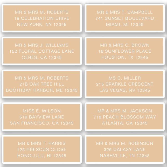 Sticker 10 Nom de l'invité individuel Adresse Mariage de l (Devant)