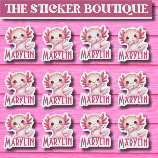 Sticker 12 En Un Migné Nom Personnalisé Dabbing Axolotl St