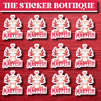 Sticker 12 En Un Migné Nom Personnalisé Méditant Axolotl