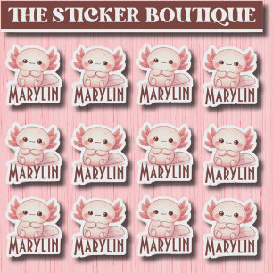 Sticker 12 En Un Migné Nom Personnalisé Sweet Axolotl Pack