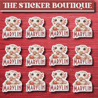 Sticker 12 En Un Nom Personnalisé Cute Snack Heure Axolotl
