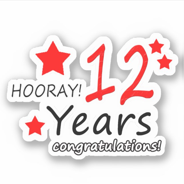 Sticker 12e anniversaire du Mariage - 12 ans Anniversaire (Devant)