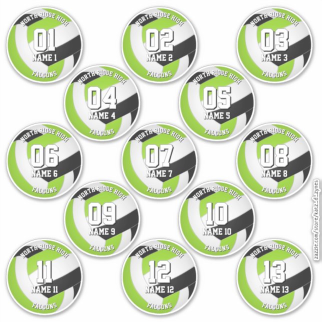 Sticker 13 black green team colors volleyball players (Devant)