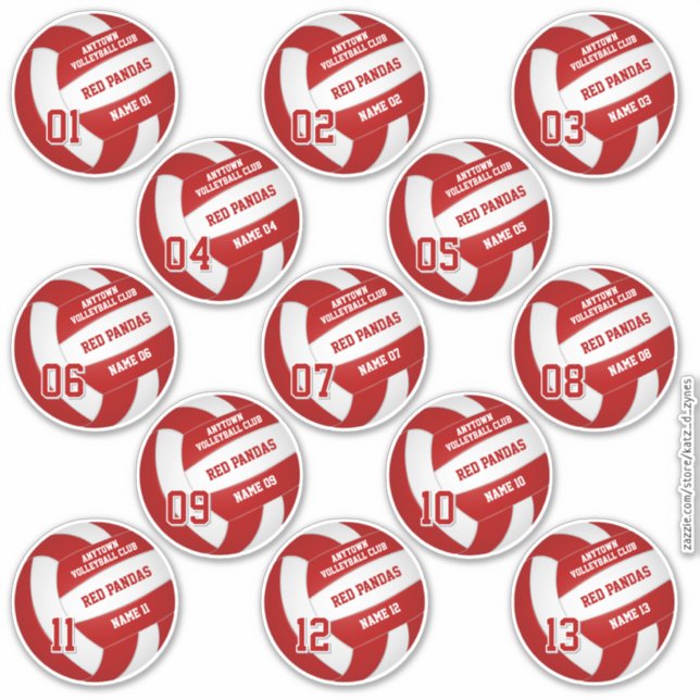 Sticker 13 couleurs de l'équipe de volley-ball rouge perso (Devant)