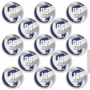 Sticker 13 joueurs de volley-ball bleu marine gris couleur