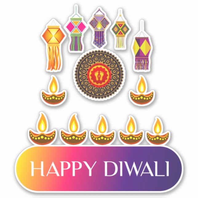 Sticker #14.Heureux Diwali, la fête des lumières de l'Inde (Devant)