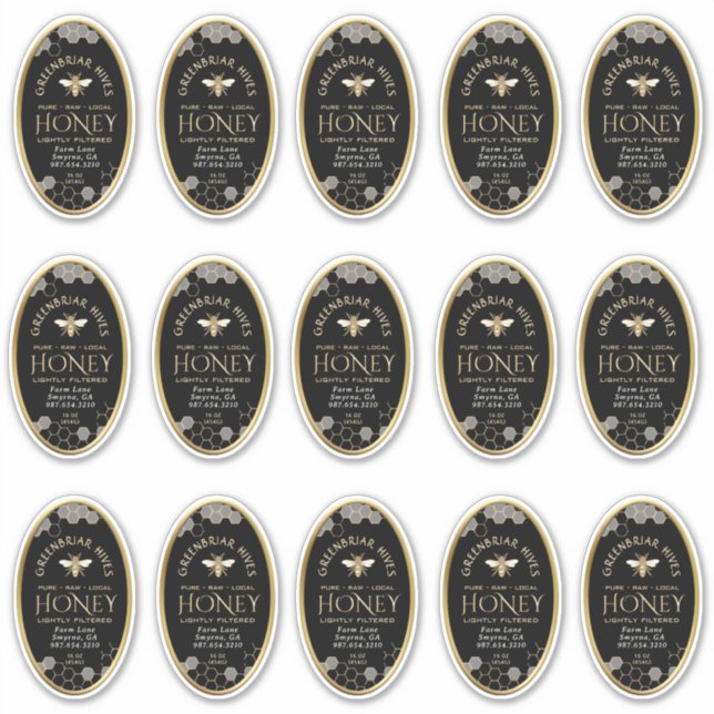 Sticker 15 découpe personnalisée 4" x 2,25" Oval Honeycomb (Devant)