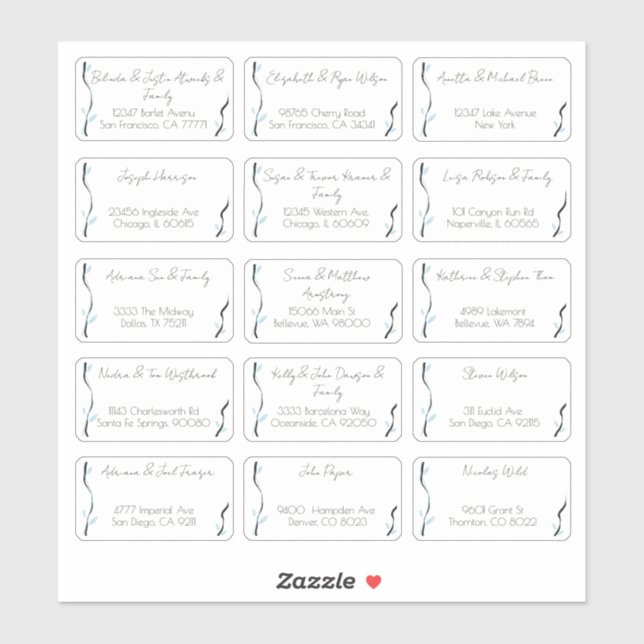 Sticker 15 Mariage individuel Nom du client Adresse Sticke (Feuille)
