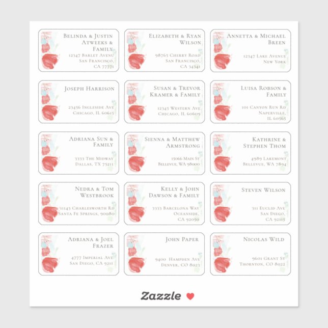 Sticker 15 Mariage individuel Nom du client Adresse Sticke (Feuille)