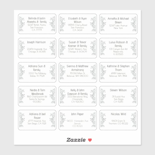 Sticker 15 Mariage individuel Nom du client Adresse Sticke (Feuille)